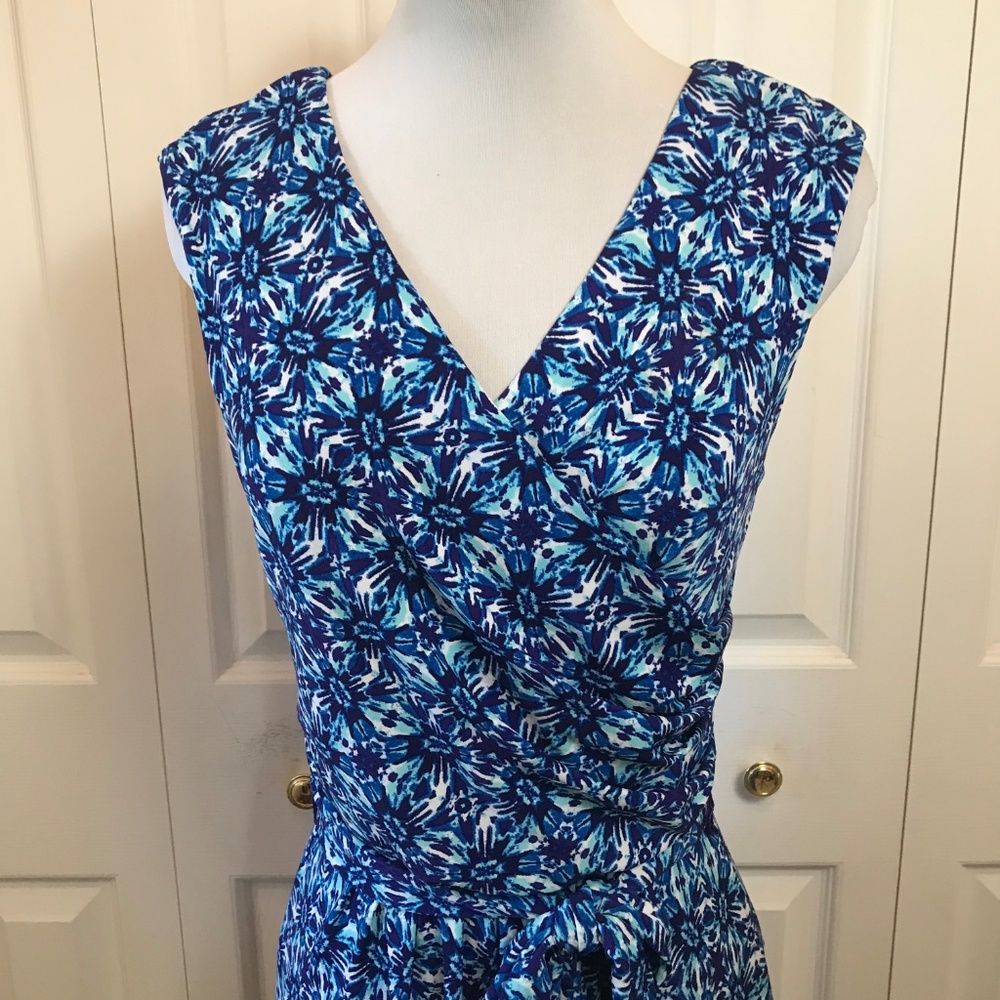 Coldwater Creek Indigo Abstract Floral Dress sz 4 - Picture 2 of 8